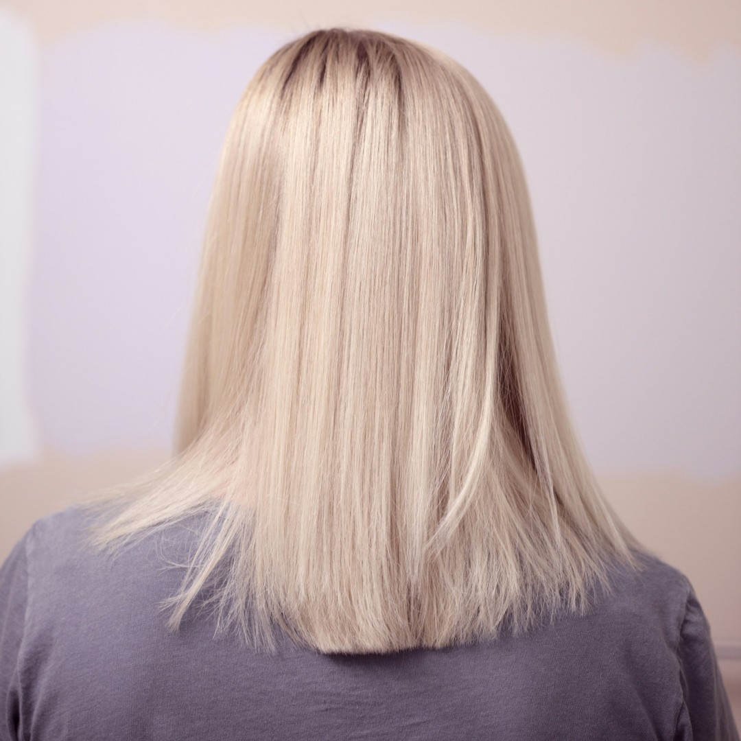 a woman with straight hair